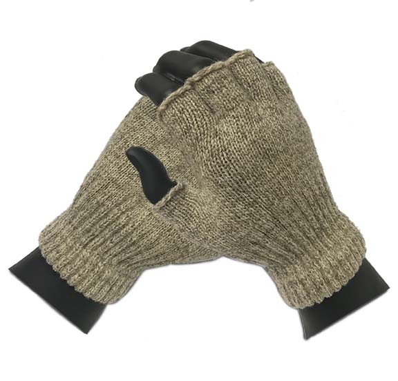 Medium Weight Ragg Wool Fingerless Seamless Knit Glove